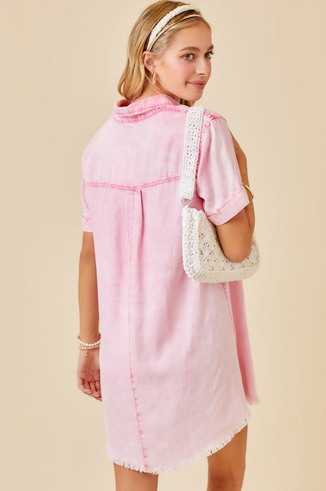 Darling Denim Shirt Dress (Pink)