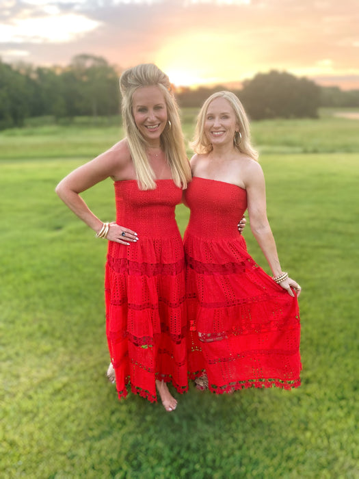 Cherry Bombshell Eyelet Lace Tube Dress Cherry Bombshell Eyelet Lace Tube Dress