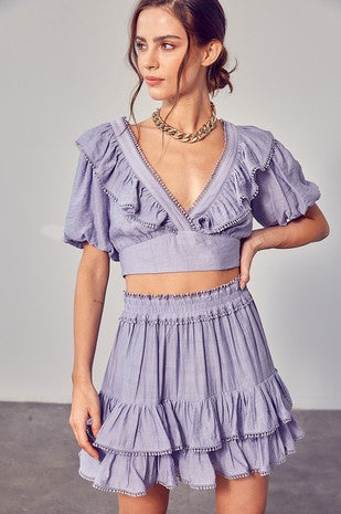 Lilac Love Ruffle Cropped Top