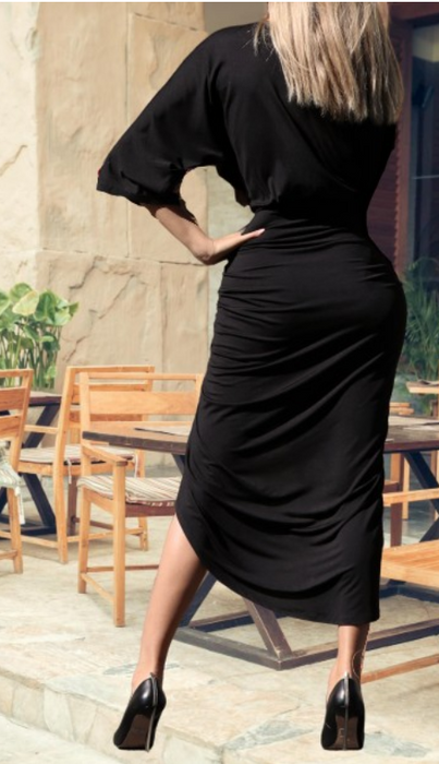 Venetian Ruched Dress - Black