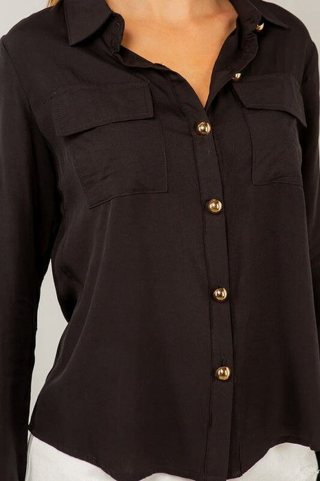 black dress shirt rolled up sleeves Slim-Fit Dress Shirt Black