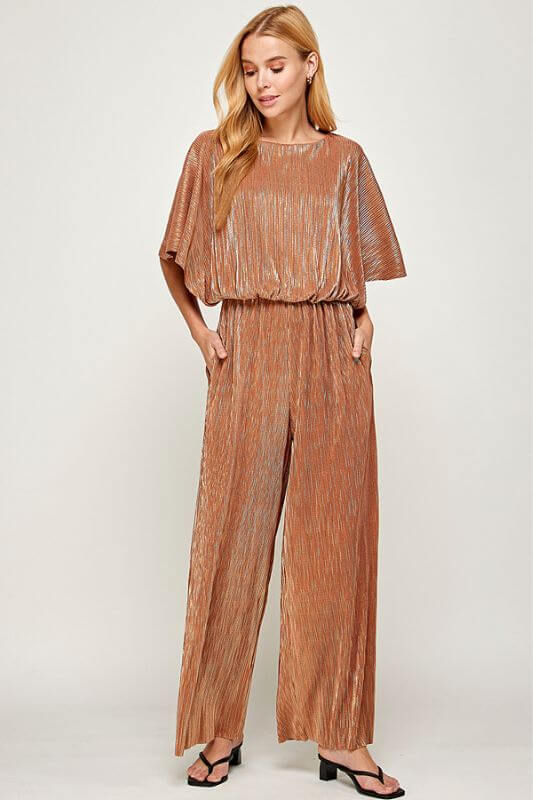 Metallic Pleats Jumpsuit — Style Sophistique