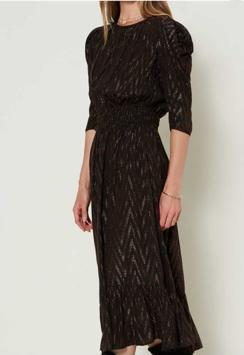 chevron pleated midi dress Copper Chevron Pleated Midi Summer Dress by Scarlet Sage at Pernia's Pop Up Shop 2026
